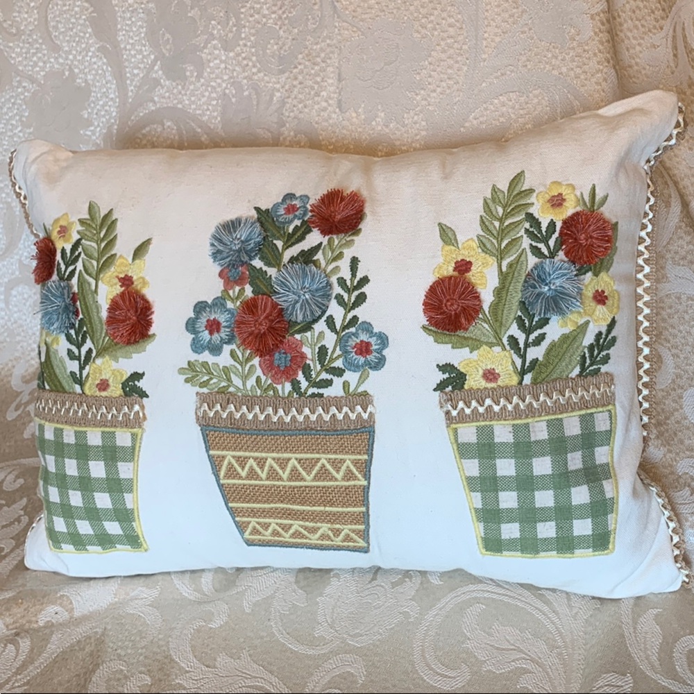 Pier 1 Floral Embroidered Pillow - Multicolor